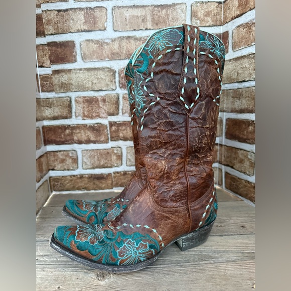 Old Gringo Brown and Teal Embroidered Boots ERIN 8.5